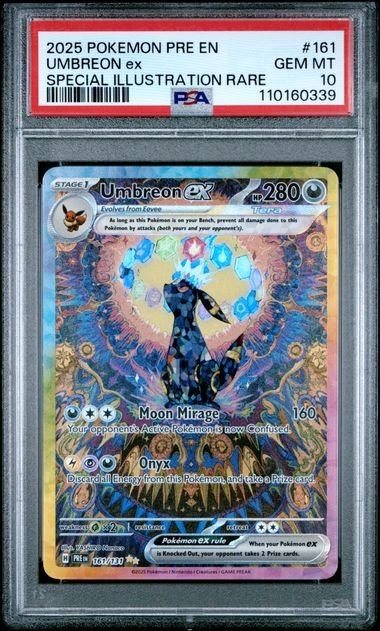 [PKMN-0000108] 2025 POKEMON PRE-PRISMATIC EVOLUTIONS #161 UMBREON EX HOLOFOIL SPECIAL ILLUSTRATION RARE PSA 10 #110160339